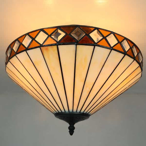 3-Light Tiffany Semi Flush Mount Ceiling Light